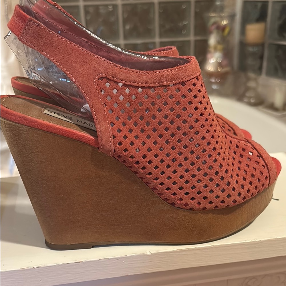 Steve Madden Orange Sandals with Woven Texture